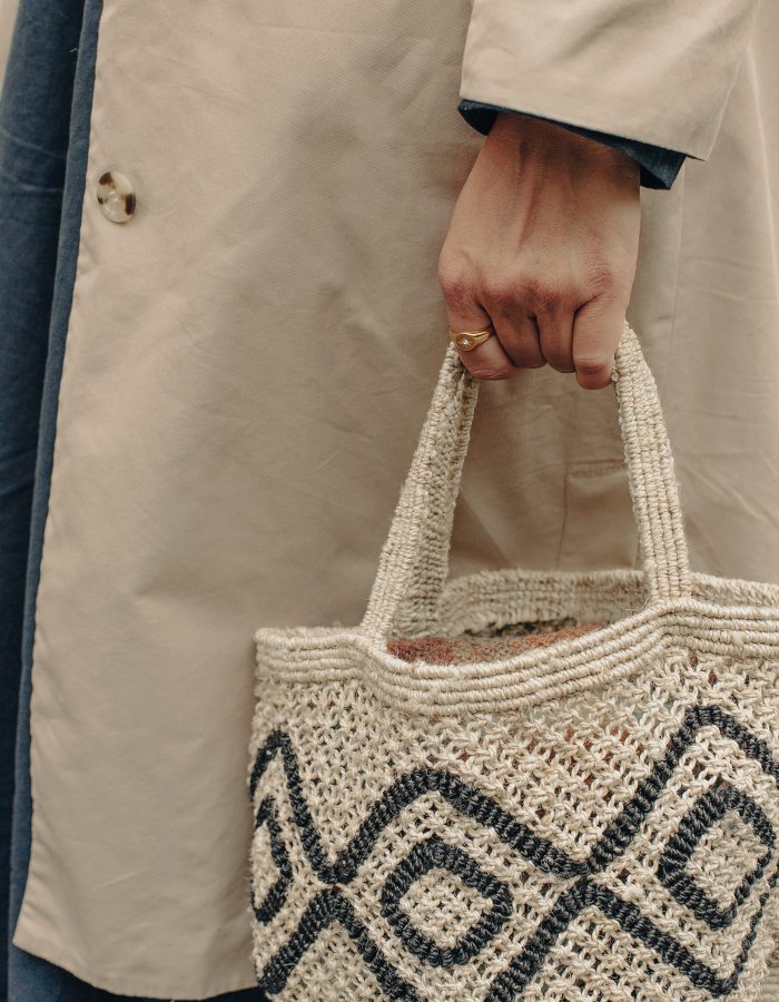 Natural Beige Small Round Jute Macrame Bag