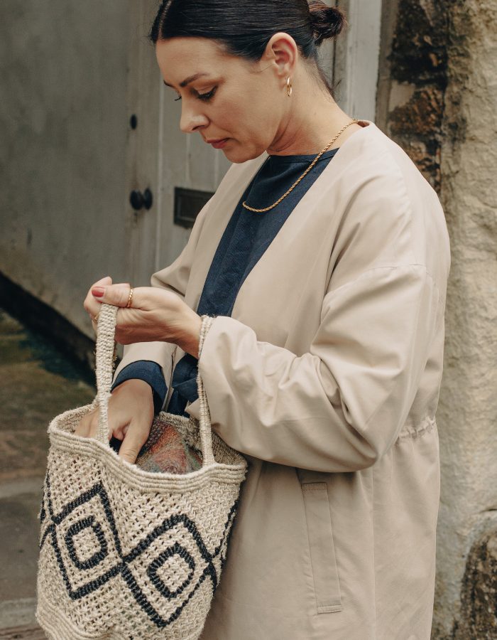 Natural Beige Small Round Jute Macrame Bag