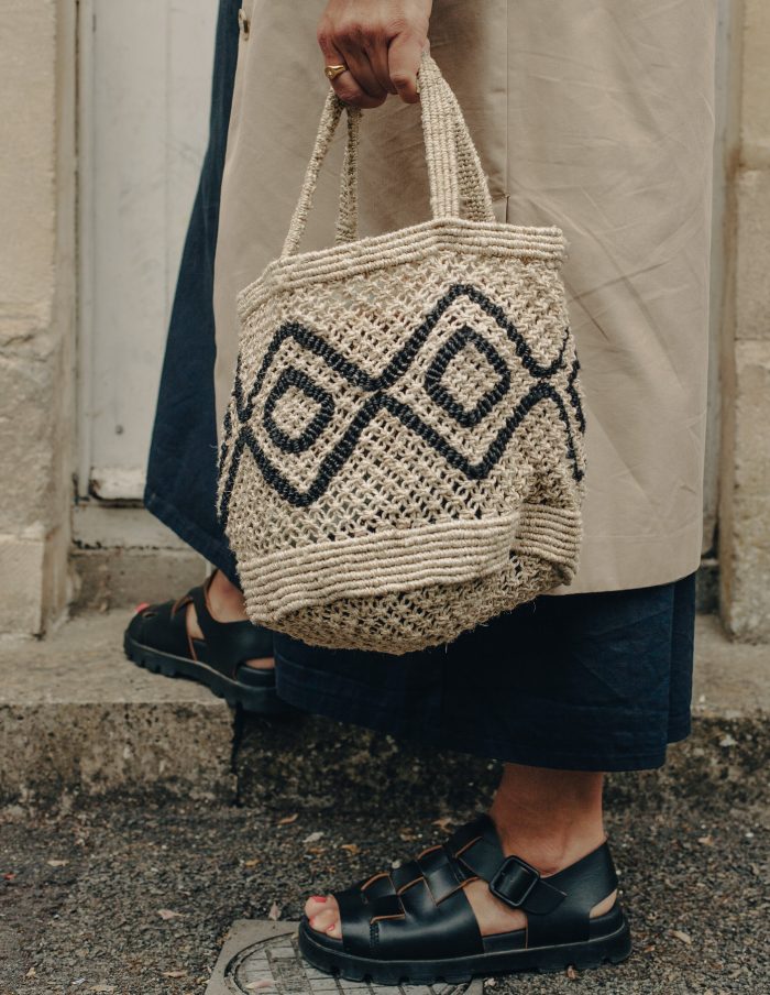 Natural Beige Small Round Jute Macrame Bag