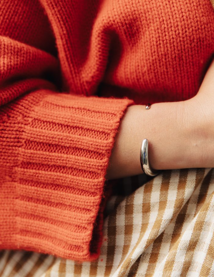 Silver Bold Fluid Bangle, Tarnish-Free Silver Plating