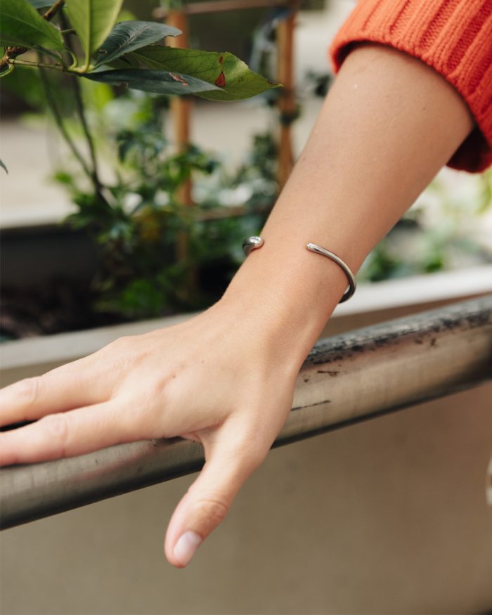 Silver Bold Fluid Bangle, Tarnish-Free Silver Plating