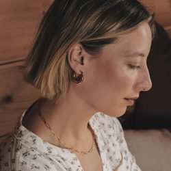 Gold Crescent Hoop Earrings, Tarnish-Free Gold Plating