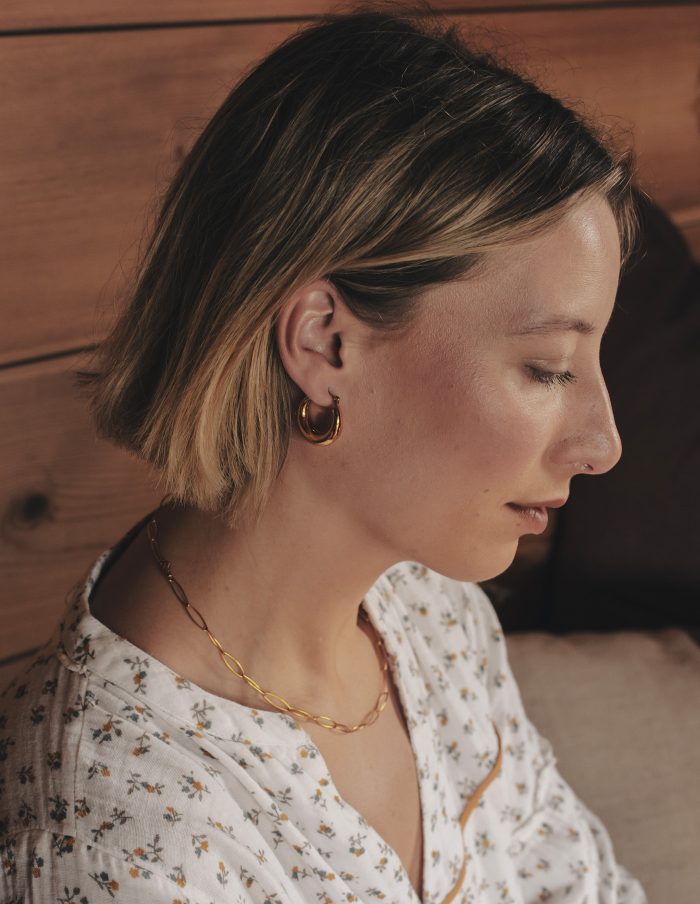 Gold Crescent Hoop Earrings, Tarnish-Free Gold Plating