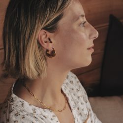 Gold Crescent Hoop Earrings, Tarnish-Free Gold Plating