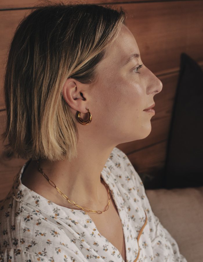 Gold Crescent Hoop Earrings, Tarnish-Free Gold Plating