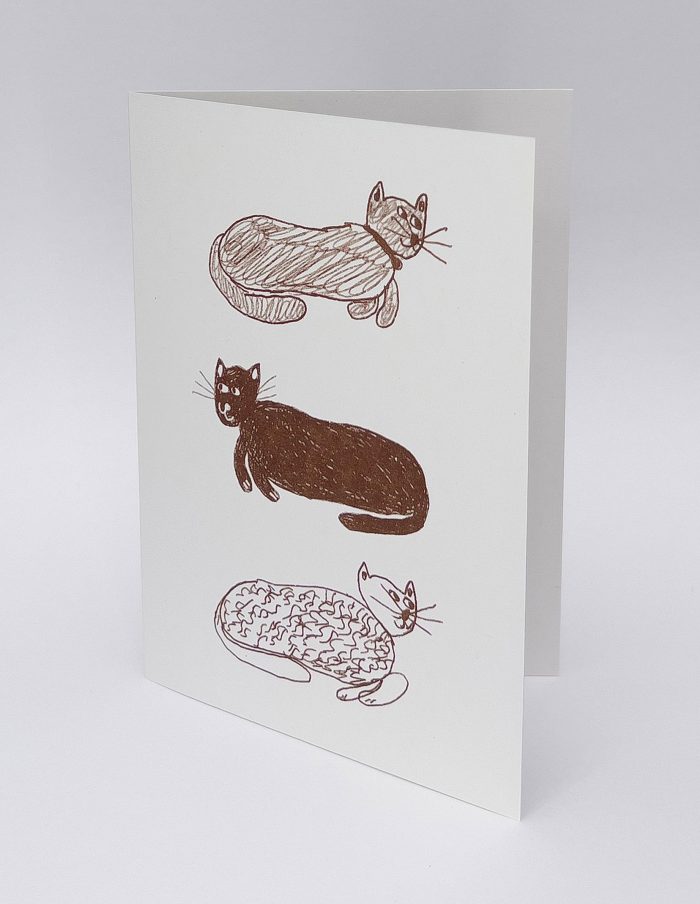 Three Cat's Greeting Card, Hot Pink Press