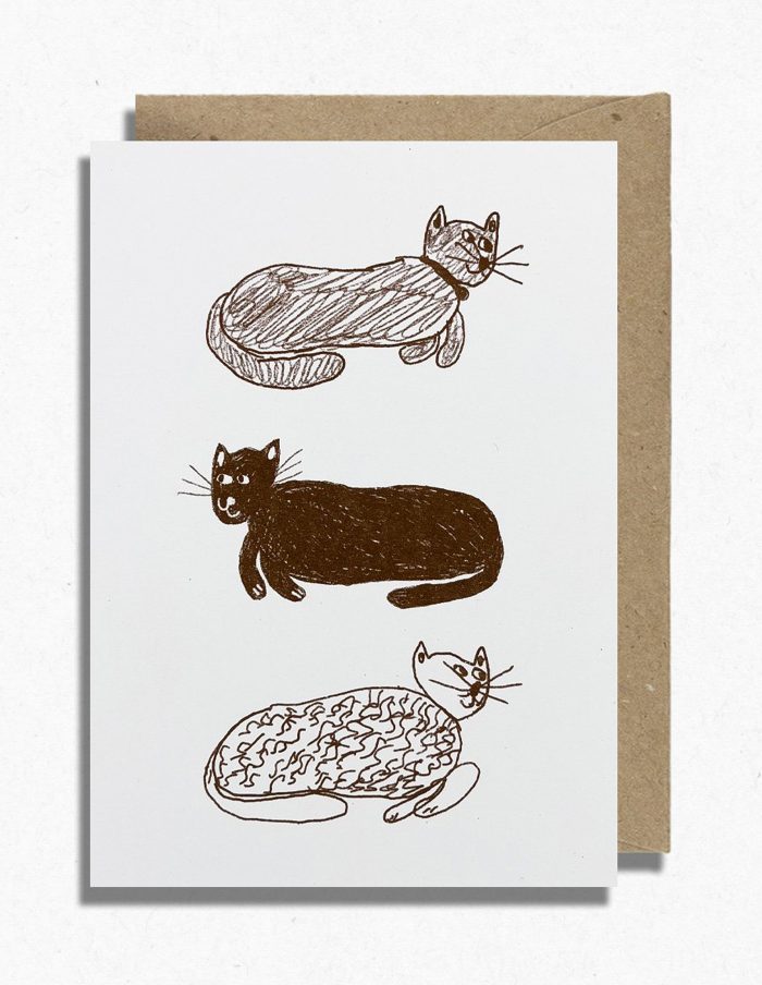 Three Cat's Greeting Card, Hot Pink Press