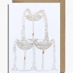 Gold Champagne Tower Greeting Card, Hot Pink Press