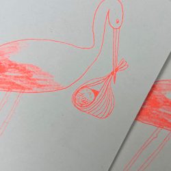 New Baby Stork Greeting Card, Hot Pink Press