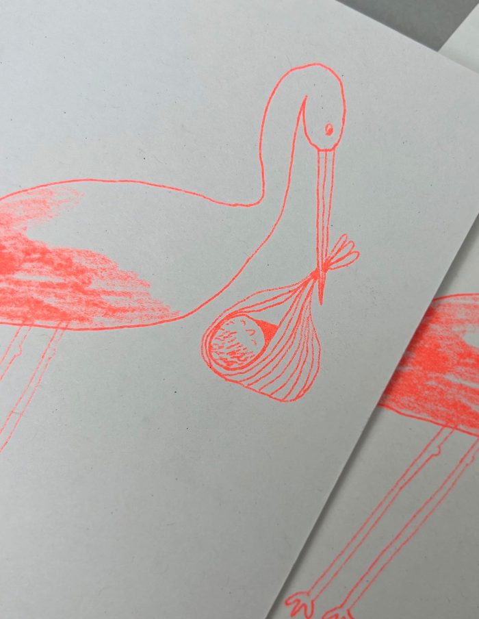 New Baby Stork Greeting Card, Hot Pink Press
