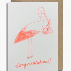 New Baby Stork Greeting Card, Hot Pink Press
