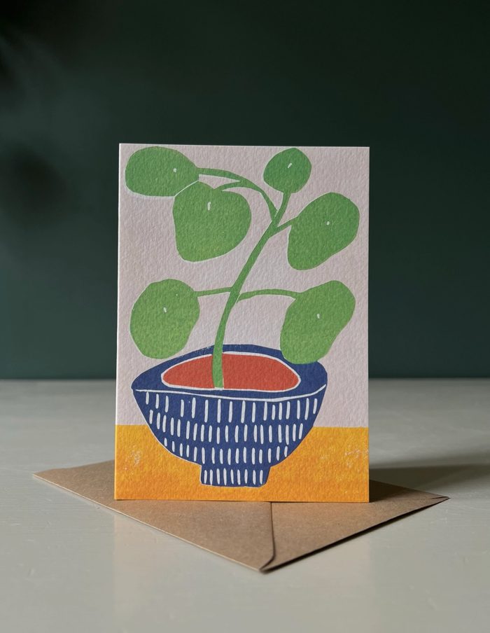 Pilea Plant Greeting Card, Luiza Holub