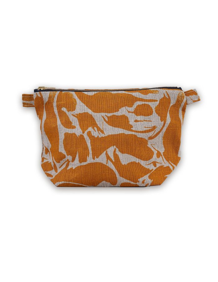 Printed Yellow Linen Toiletry Bag, Blästa Henriët