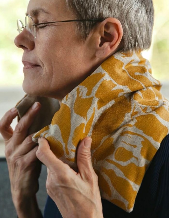 Printed Yellow Linen Wheat Bag, Blästa Henriët