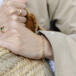 Gold 4mm Rope Twist Bracelet, Tarnish-Free Gold Plating