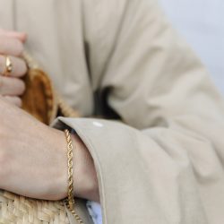Gold 4mm Rope Twist Bracelet, Tarnish-Free Gold Plating