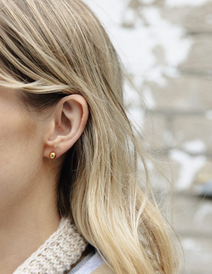 Gold Medium Stud Earrings, 6mm, Tarnish-Free Gold Plating