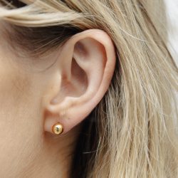 Gold Medium Stud Earrings, 6mm, Tarnish-Free Gold Plating