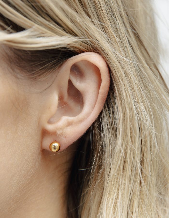 Gold Medium Stud Earrings, 6mm, Tarnish-Free Gold Plating