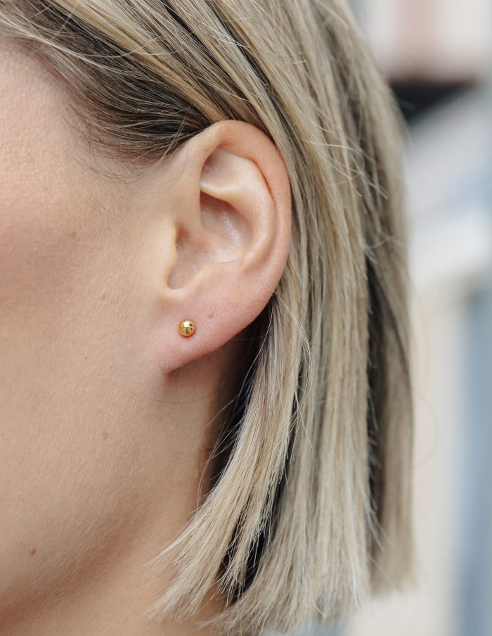 Gold Small Ball Stud Earring, Tarnish-Free Gold Plating