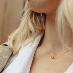 Gold Dainty Stone Necklace, Tarnish-Free Gold Plating