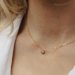 Gold Dainty Stone Necklace, Tarnish-Free Gold Plating