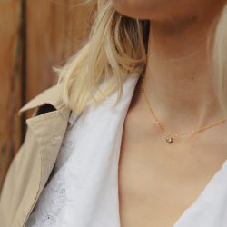 Gold Dainty Stone Necklace, Tarnish-Free Gold Plating