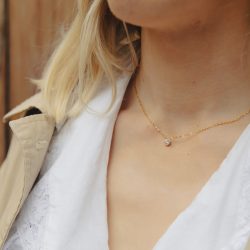 Gold Dainty Stone Necklace, Tarnish-Free Gold Plating