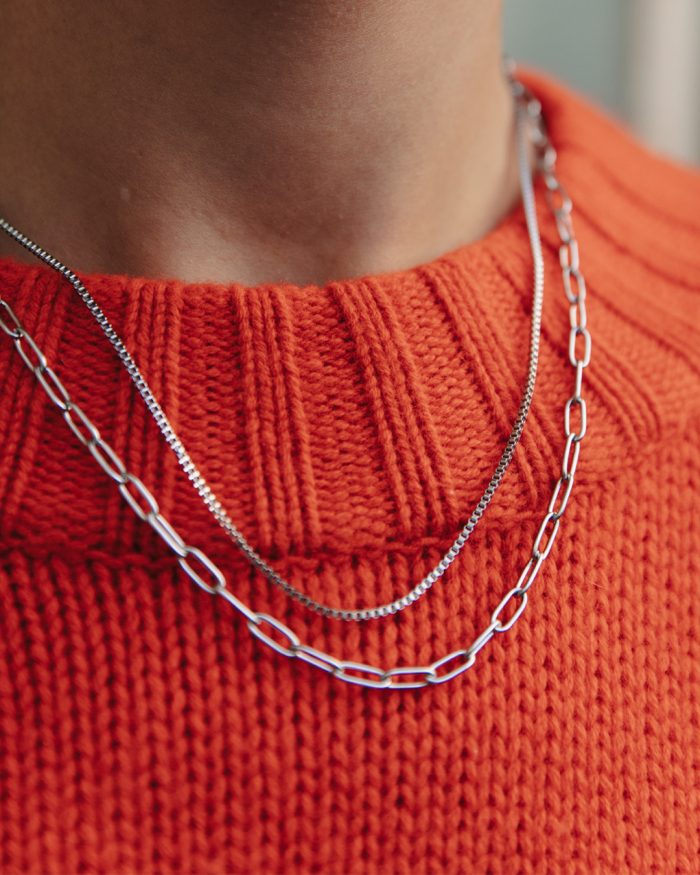 Silver Double Layer Feature Necklace, Tarnish-Free Silver Plating
