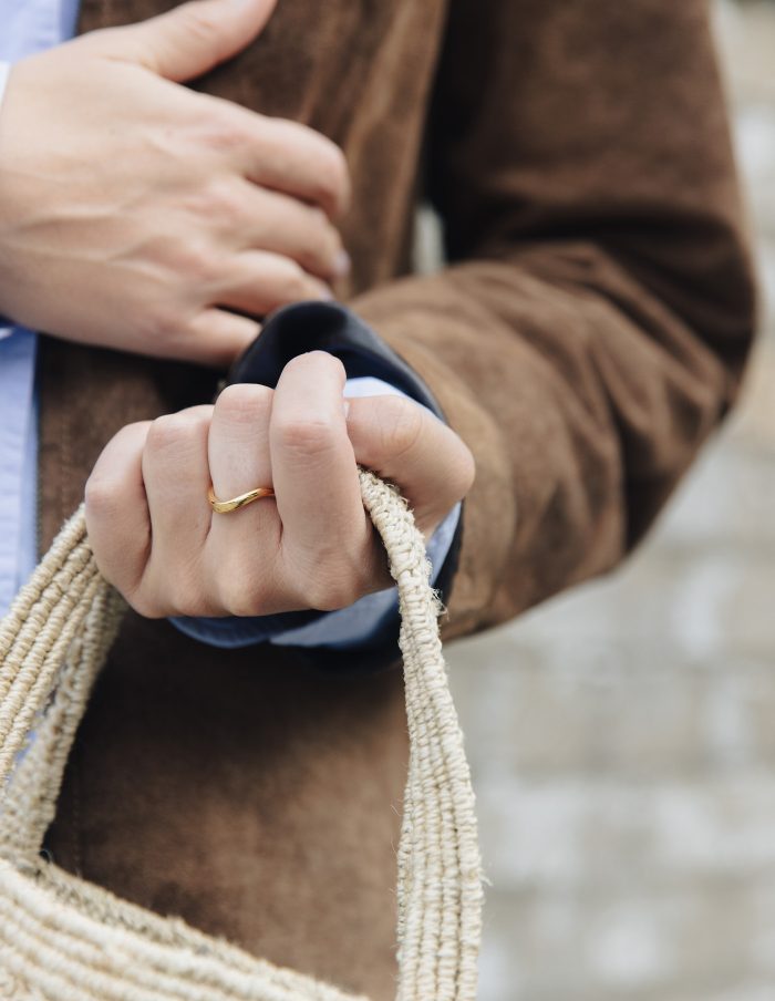 Gold Organic Flow Band Ring, Tarnish-Free Gold Plating