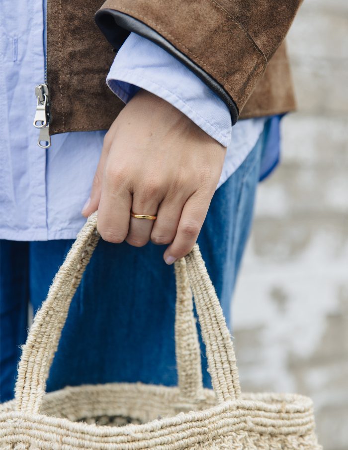 Gold Organic Flow Band Ring, Tarnish-Free Gold Plating