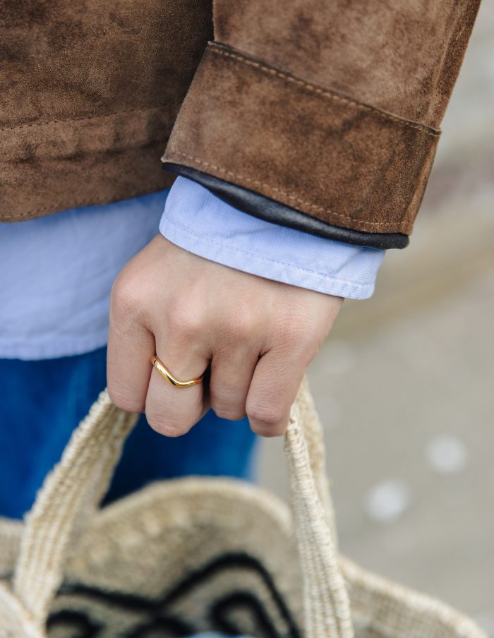Gold Organic Flow Band Ring, Tarnish-Free Gold Plating