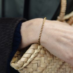 Gold 3mm Rope Twist Bracelet, Tarnish-Free Gold Plating