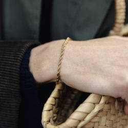 Gold 3mm Rope Twist Bracelet, Tarnish-Free Gold Plating