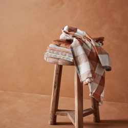 Mustard Yellow Check Cotton Towel, Madam Stoltz