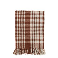 Cinnamon Checkered Recycled Cotton Throw, Madam Stoltz