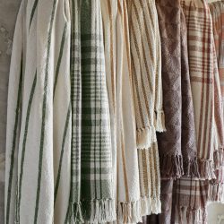 Cinnamon Checkered Recycled Cotton Throw, Madam Stoltz