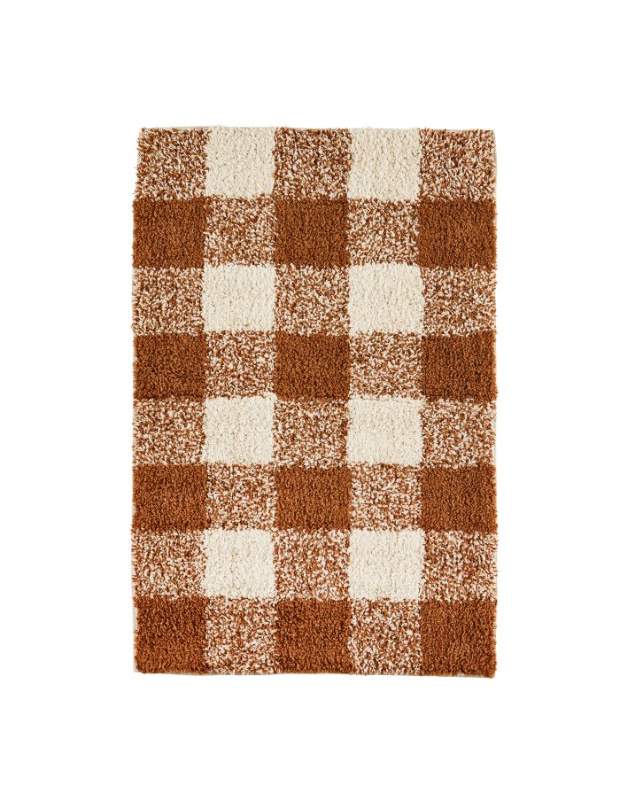 Terracotta Check Tufted Cotton Rug, Madam Stoltz