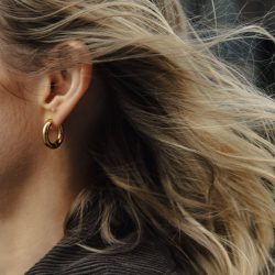 Gold Medium Bold Hoop Earrings, Tarnish-Free Gold Plating