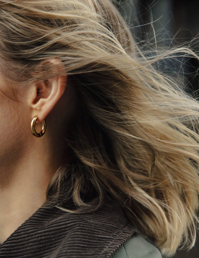 Gold Medium Bold Hoop Earrings, Tarnish-Free Gold Plating