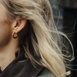 Gold Medium Bold Hoop Earrings, Tarnish-Free Gold Plating