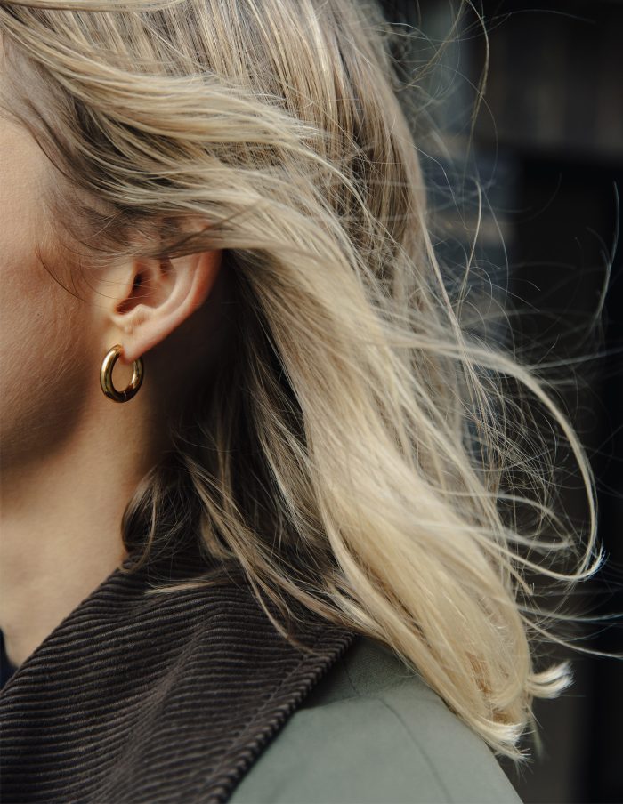 Gold Medium Bold Hoop Earrings, Tarnish-Free Gold Plating