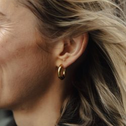 Gold Medium Bold Hoop Earrings, Tarnish-Free Gold Plating
