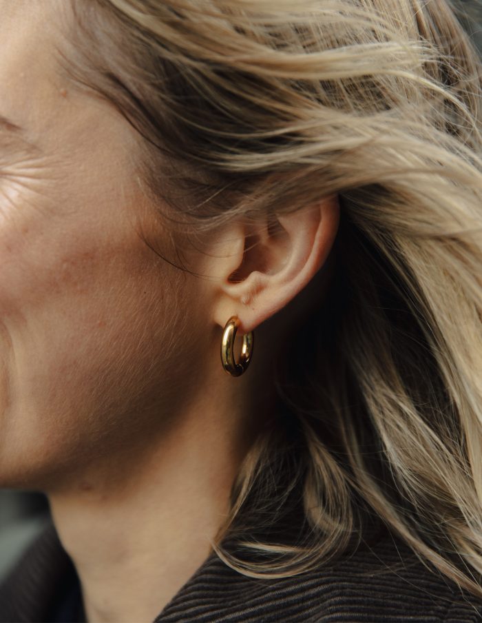 Gold Medium Bold Hoop Earrings, Tarnish-Free Gold Plating