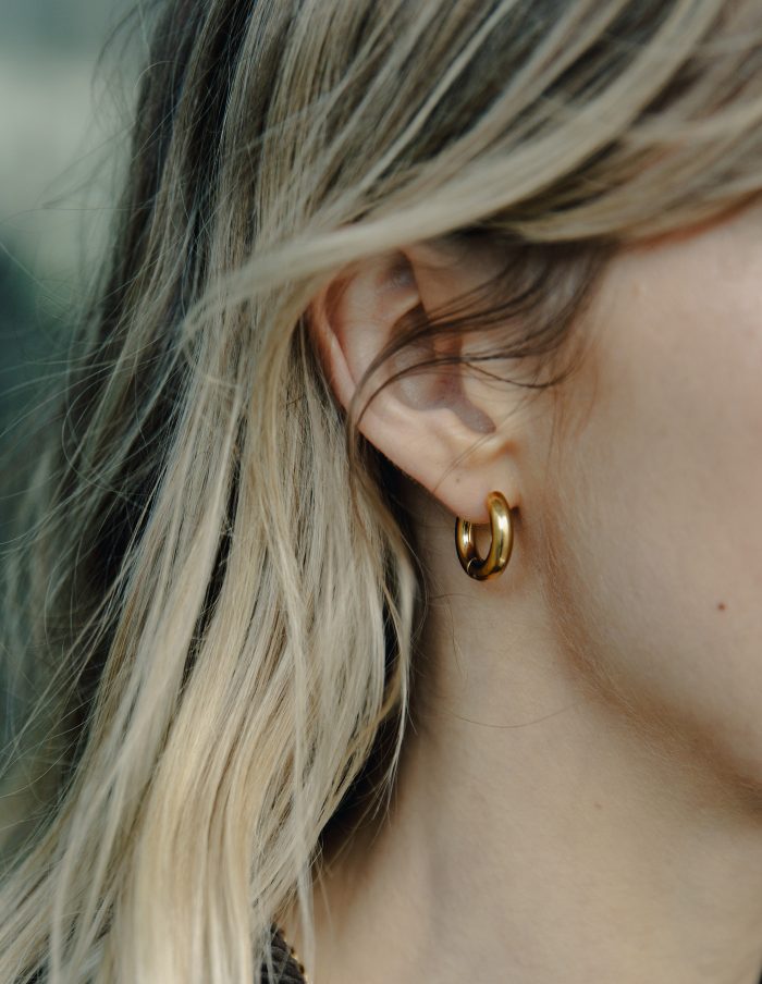 Gold Small Bold Hoop Earrings, Tarnish-Free Gold Plating