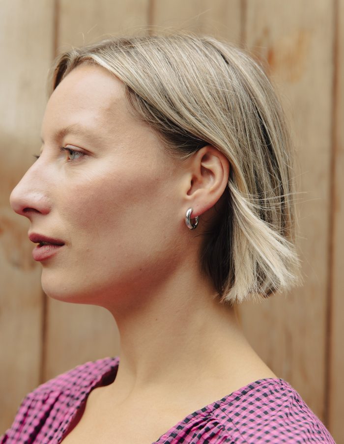 Silver Small Bold Hoop Earring, Tarnish-Free Silver Plating